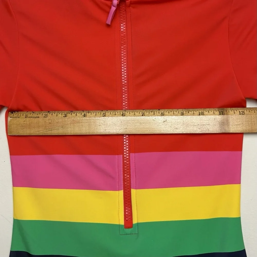 Mini Boden Stripes Colorblock Short Sleeve Swimsuit Bathing Suit Sz 11-12